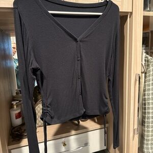 lululemon athletica Black Button-Down V-Neck Top
